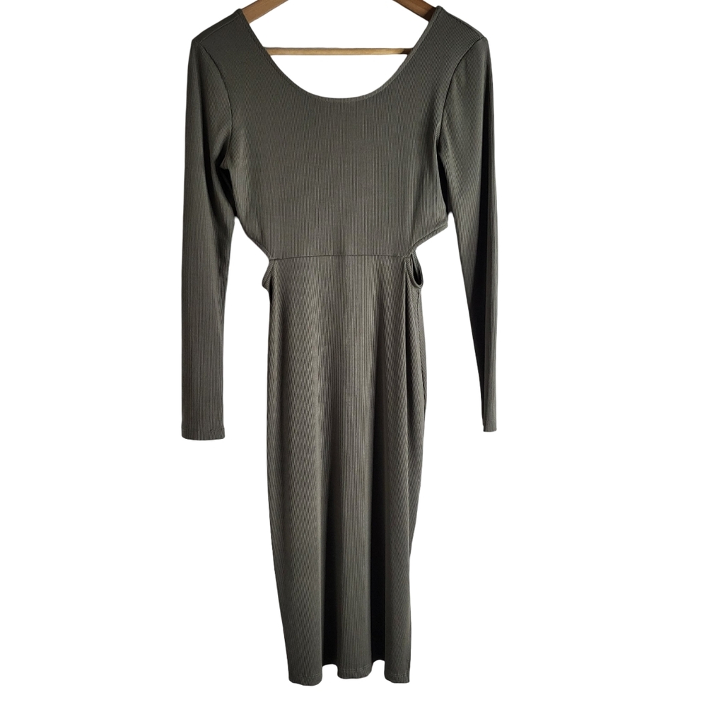 Elegant Long Sleeve Gray Dress